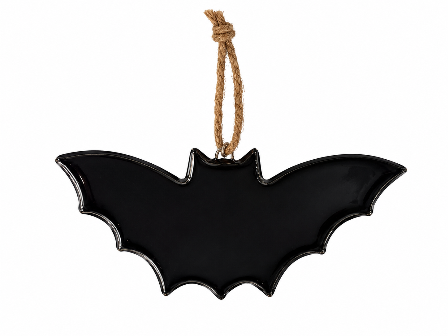 Glossy Black Wooden Bat Hanging Ornament