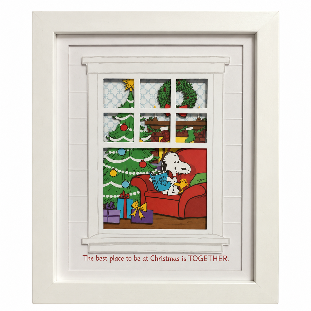 Hallmark Peanuts Snoopy & Woodstock "Together at Christmas" Framed Shadowbox