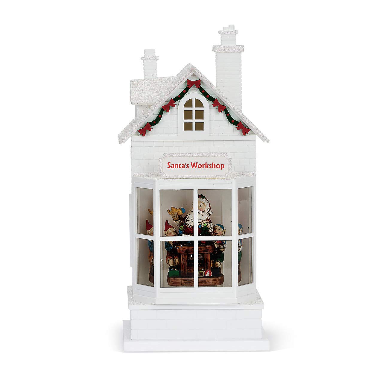 DEMDACO Lit Store Scene Winter White 11 x 5 Acrylic Holiday Musical Lantern Figurine