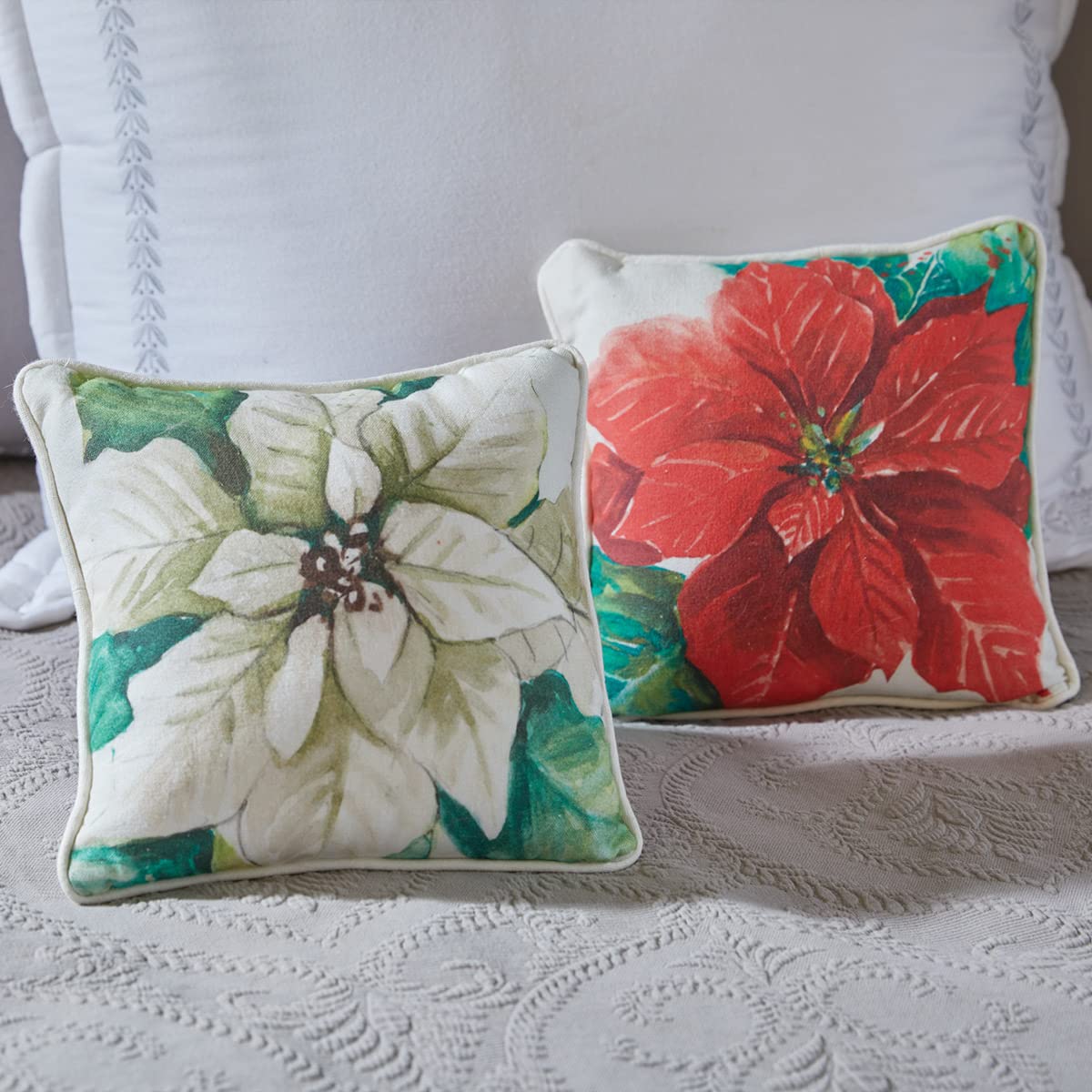 White Poinsettia Pillow