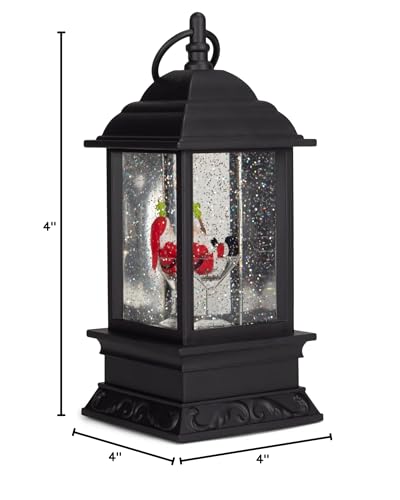 RAZ Imports 2021 Holiday Water Lanterns 9.5" Santa in Martini Glass Spinning Lighted Water Lantern Black
