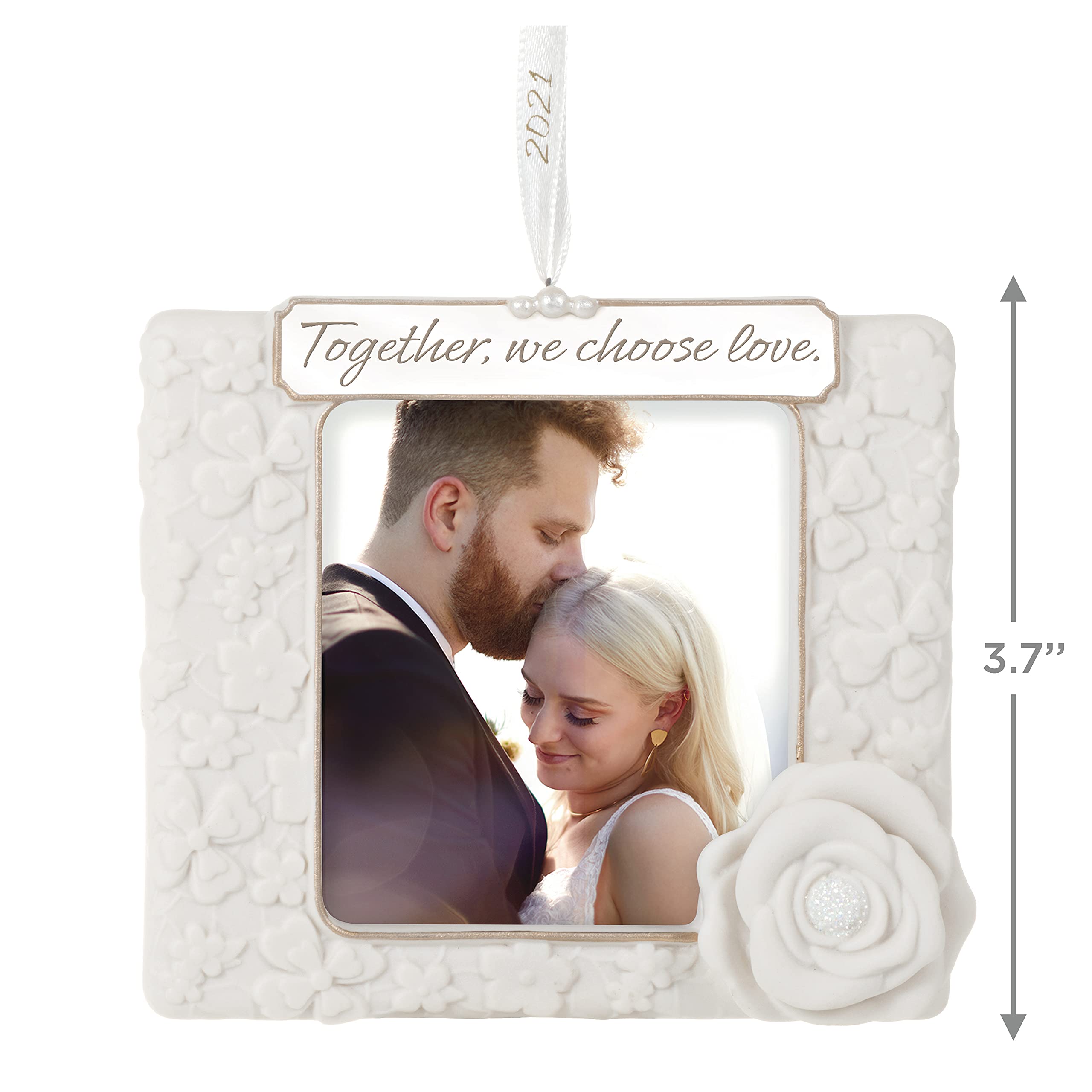 Hallmark Keepsake Christmas Ornament 2021 Year-Dated, We Choose Love Photo Frame, Porcelain