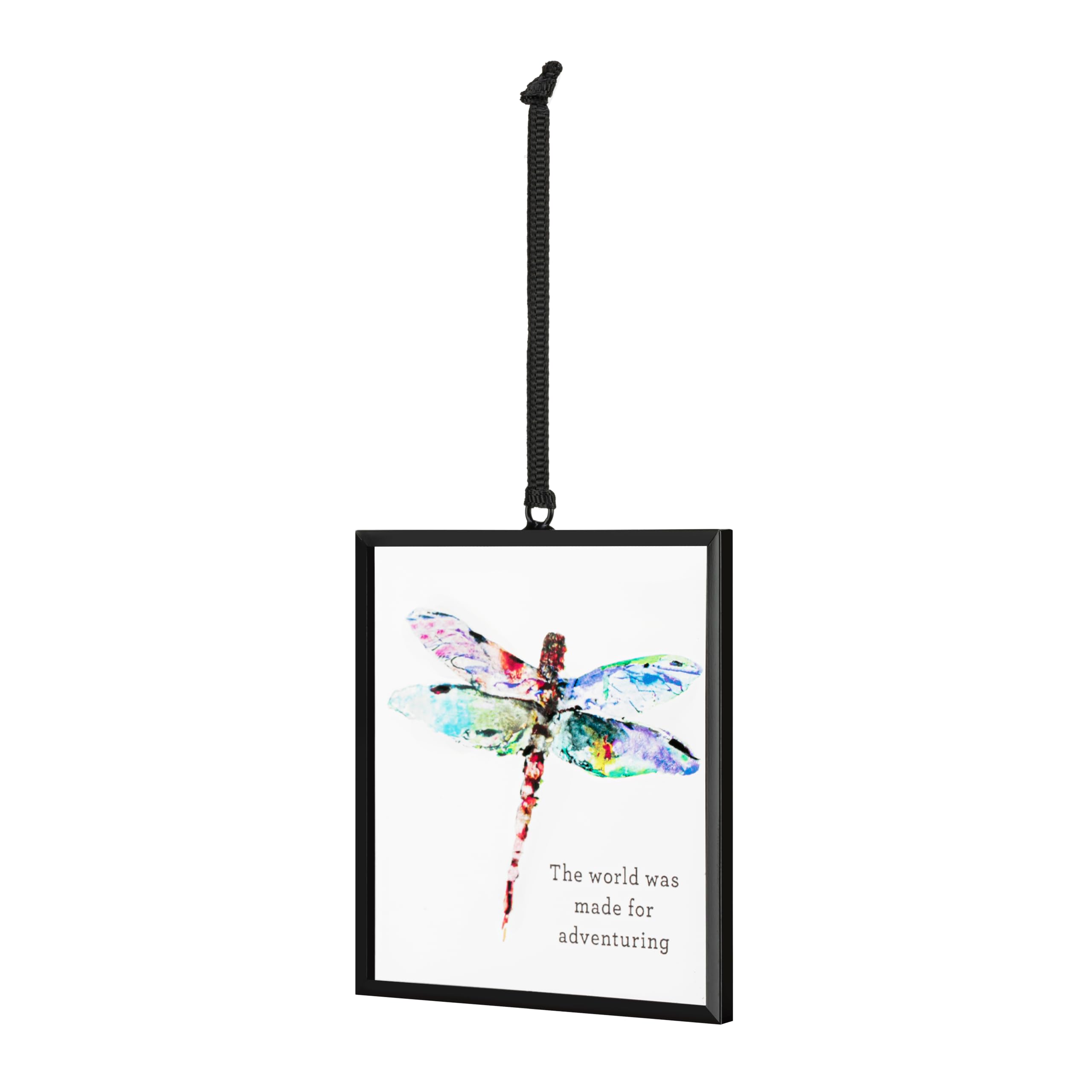 DEMDACO Dean Crouser Collection The World was Made for Adventuring Watercolor Dragonfly 3 x 3 Iron and Glass Square Suncatcher Ornament Display