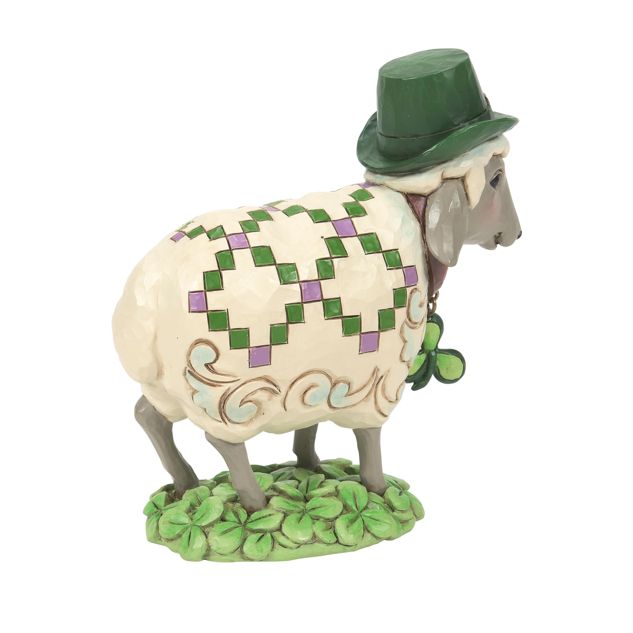 Enesco Jim Shore Heartwood Creek Irish Sheep in a Clover Patch Figurine, 5.12 Inch