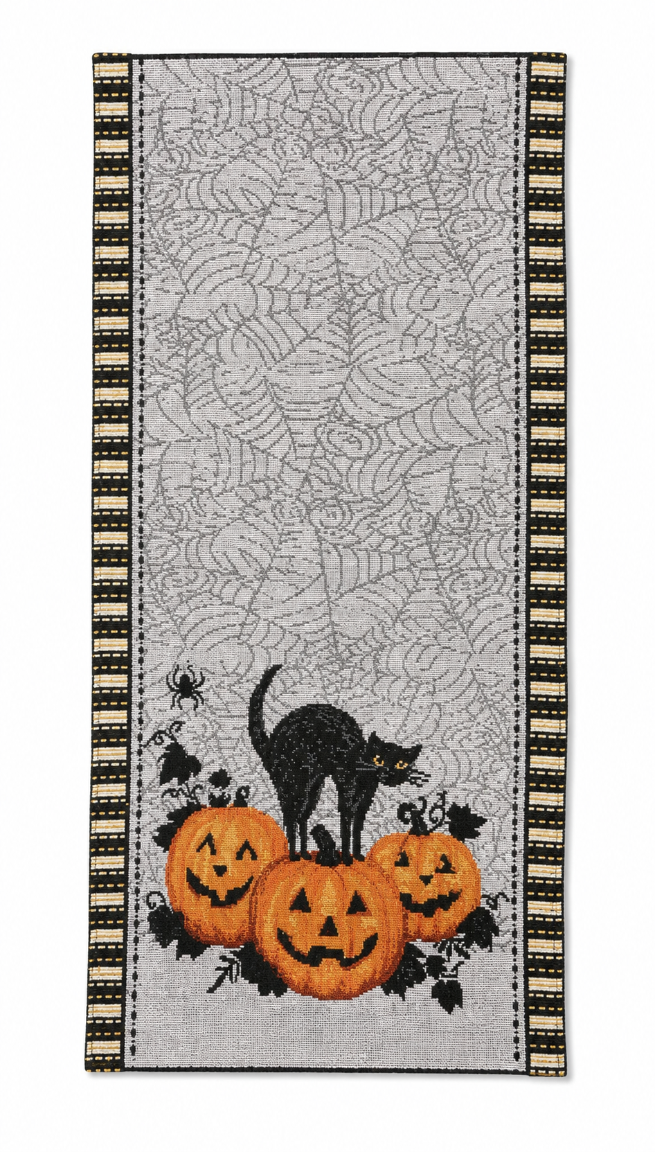 Black Cat and Pumpkins Tapestry Table Runner