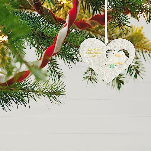 Hallmark Keepsake Christmas Ornament 2023, Our First Christmas Birds in Heart, Porcelain Ornament, Wedding Gift