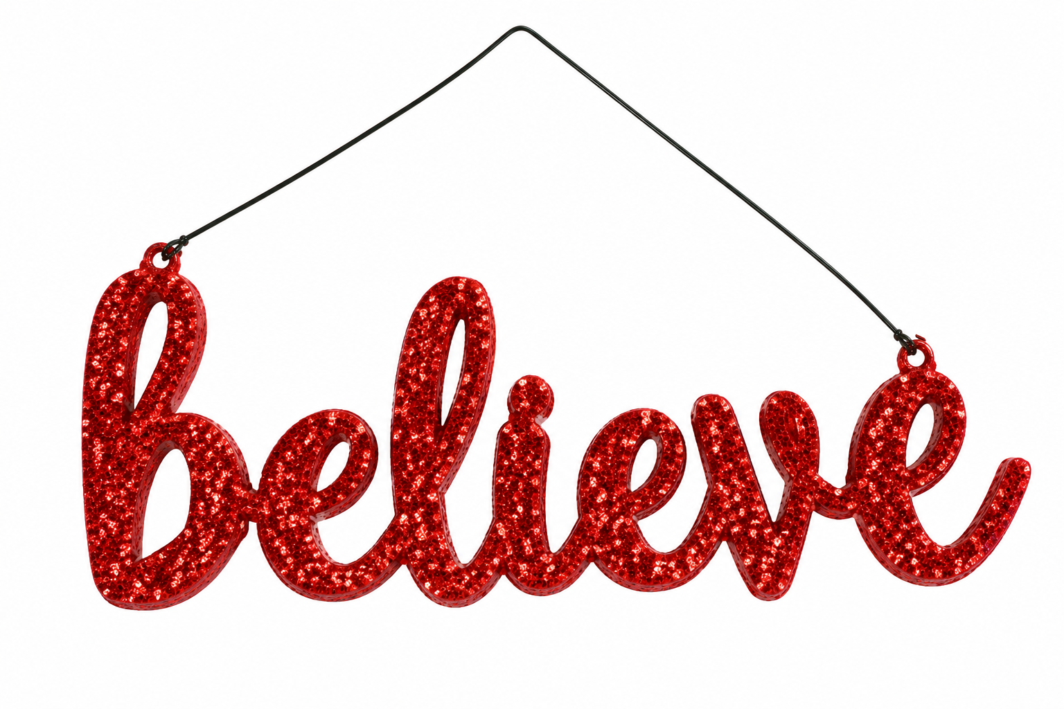 Transpac Red Glitter "Believe" Hanging Signs