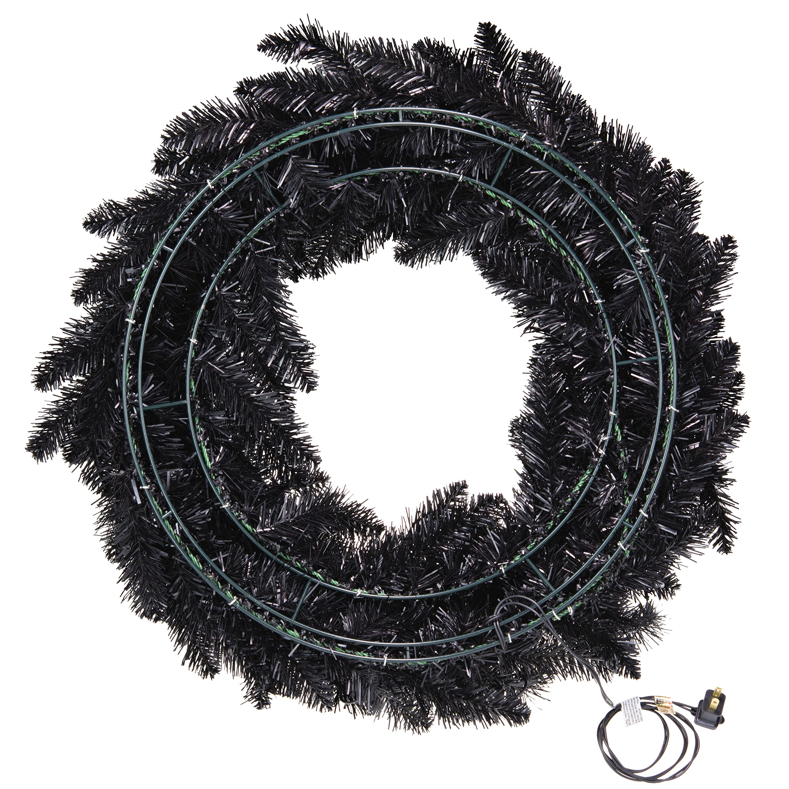 Hallmark Keepsake 2022, Sparkling Black Halloween Wreath with Lights, 30"