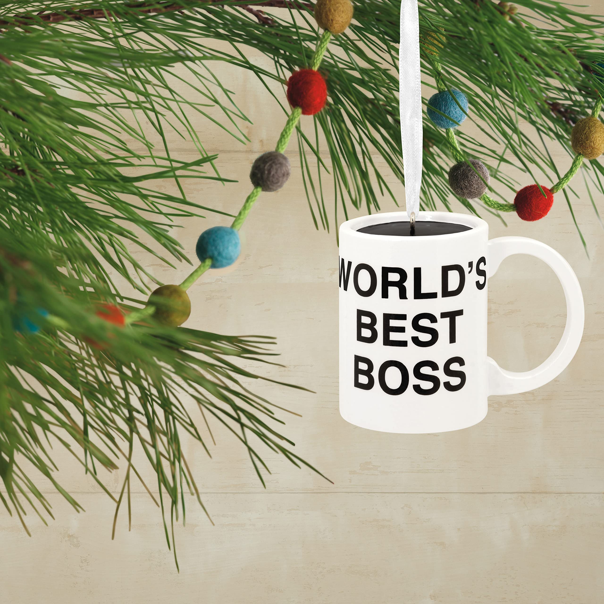 Hallmark The Office World's Best Boss Coffee Mug Christmas Ornament