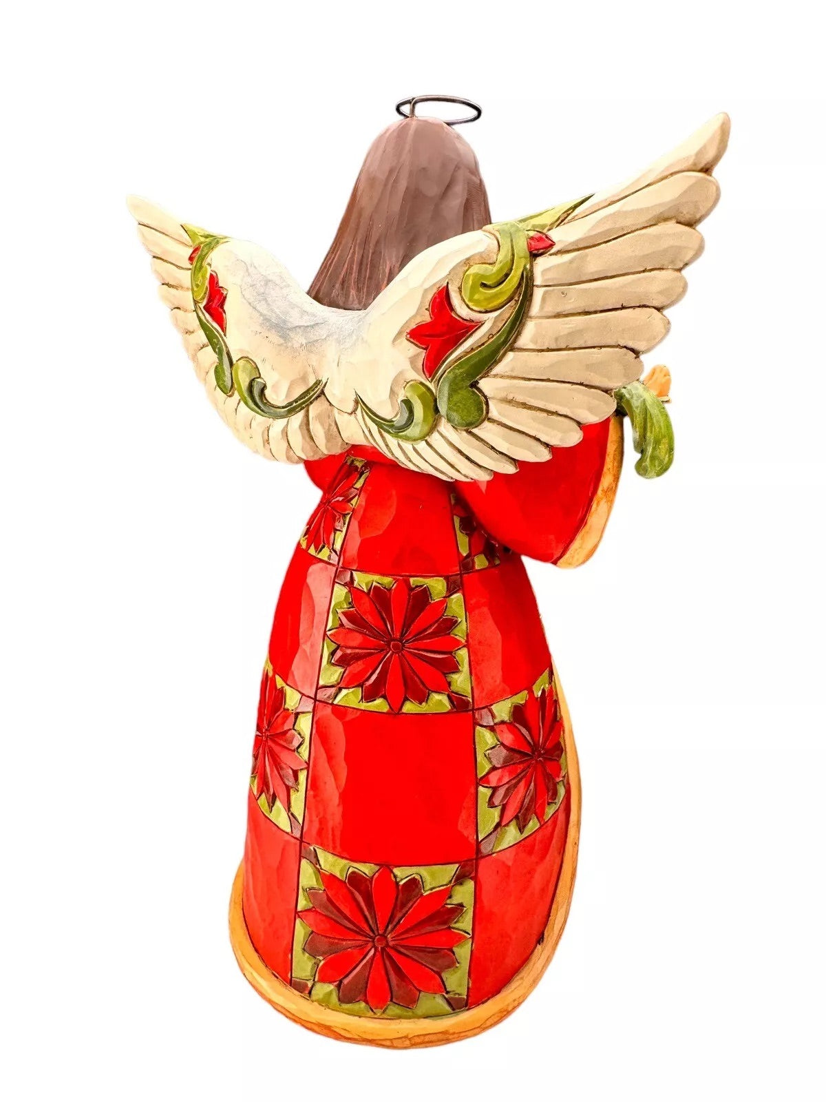 Jim Shore Figurine "Christmas Beauty" Red/Green Angel with Poinsettia