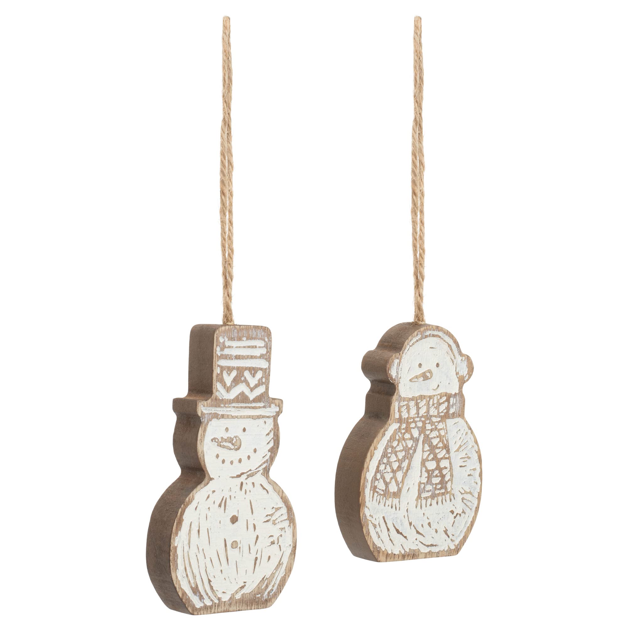 Wood Snowmen Ornaments - 2 Assorted