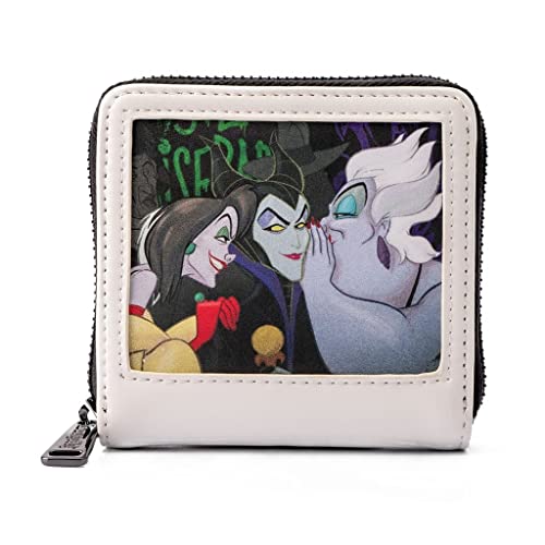 Loungefly Disney Villains Club Polaroid Zip Faux Leather Wallet,Lightweight, Villains Club One Size