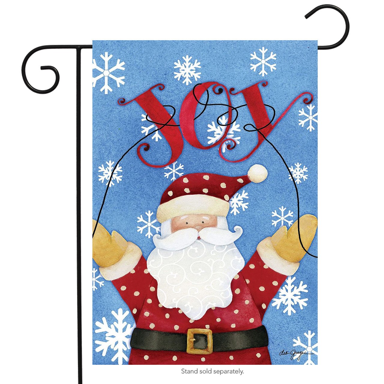 Joy Santa Christmas Garden Flag Snowflakes 12.5" x 18" Briarwood Lane