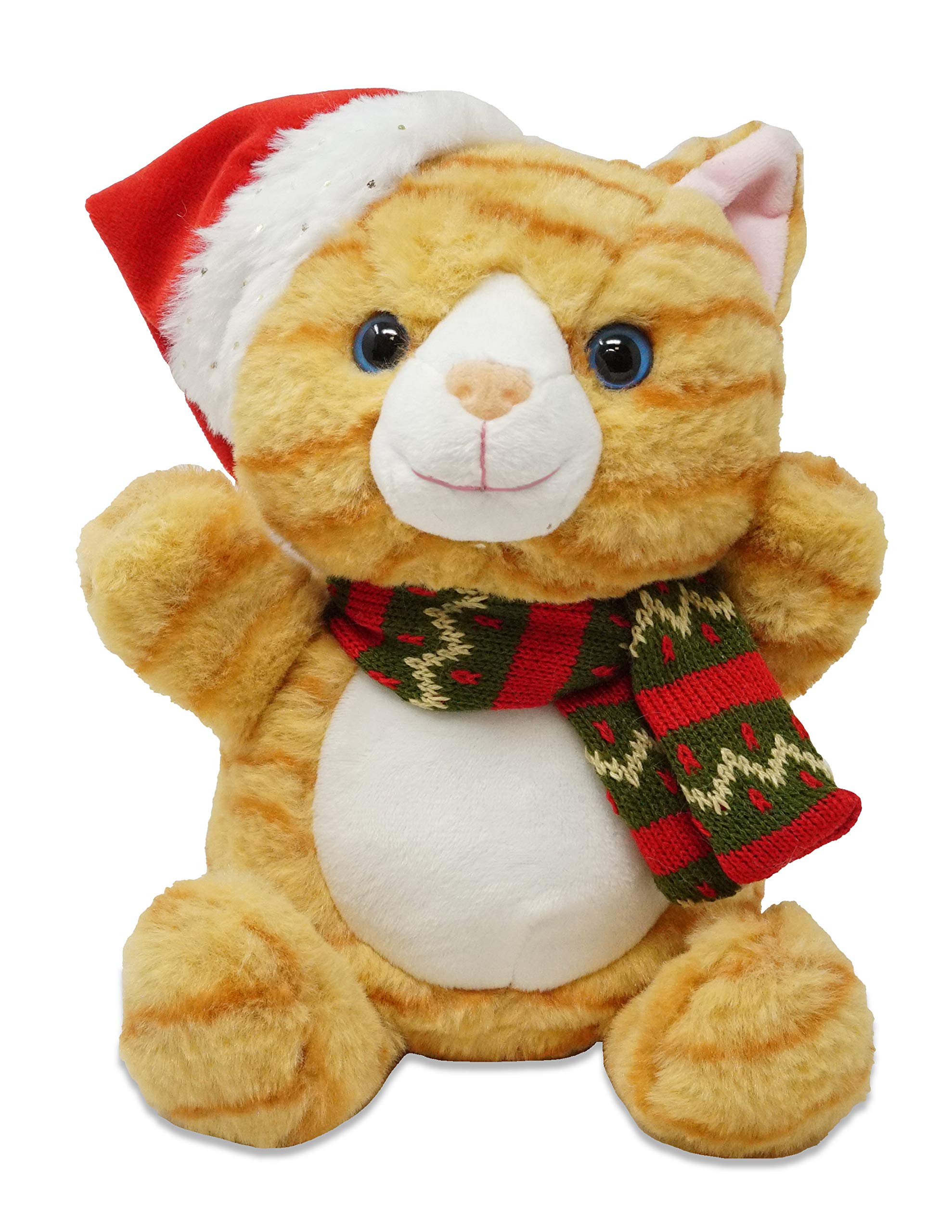 Cuddle Barn Holiday Whirlers Mittens - Animated Musical Christmas Kitty Cat Stuffed Animal Plush Toy Sings Jingle Bells (Meowing Version), 9"