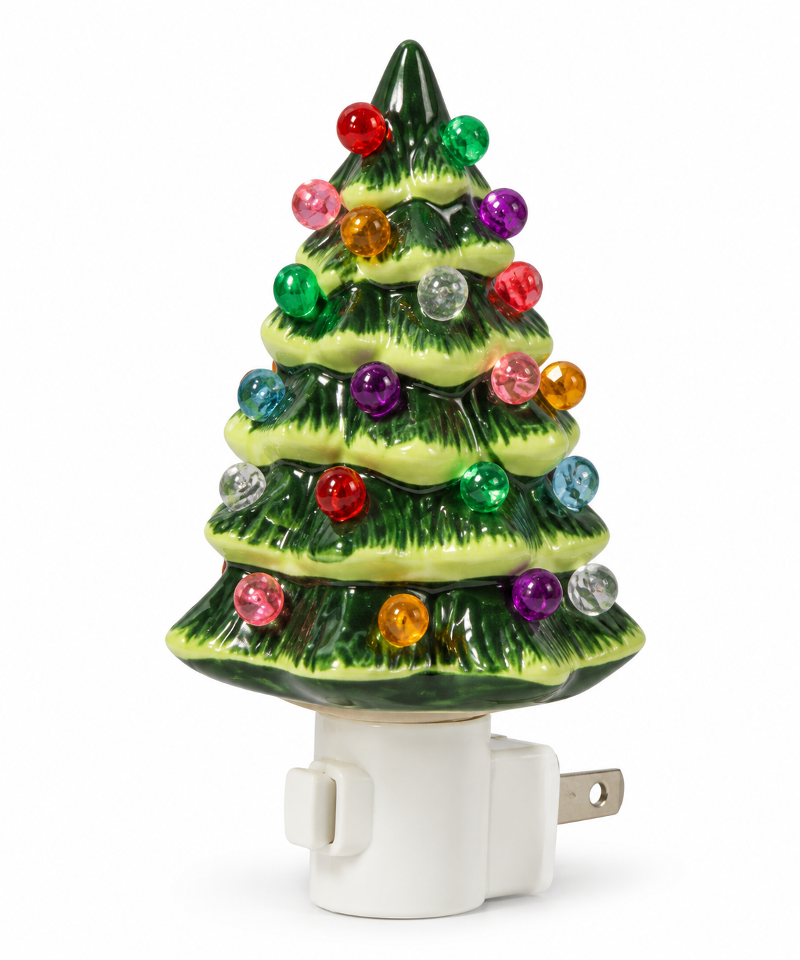 Christmas Is Forever Ceramic Christmas Tree Night Light Multi-Color Bulbs