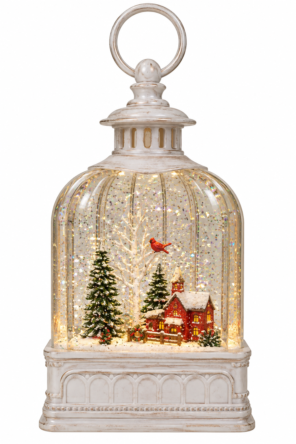 Christmas Is Forever 10.75" White "Christmas in Heaven" Lighted Glitter Water Lantern