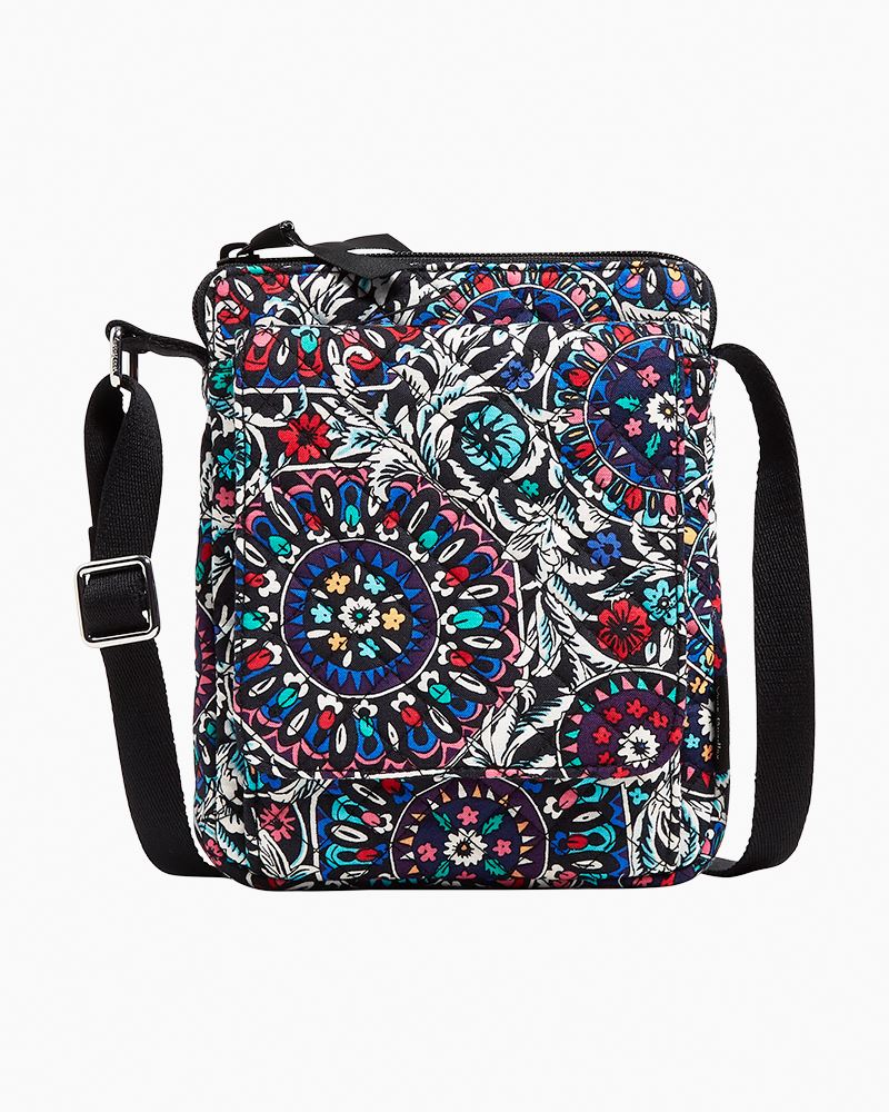 Vera Bradley Women's Cotton Mini Hipster Crossbody Purse With RFID Protection, Stained Glass Medallion - Recycled Cotton, One Size