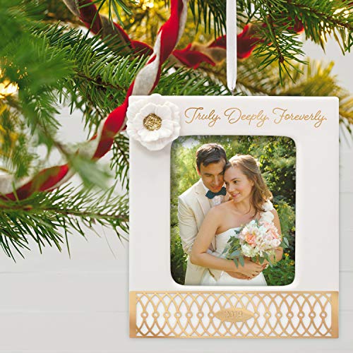 Hallmark Keepsake Christmas 2019 Ornament, Year Dated Truly. Deeply. Forever. Porcelain and Metal Photo, Wedding Frame