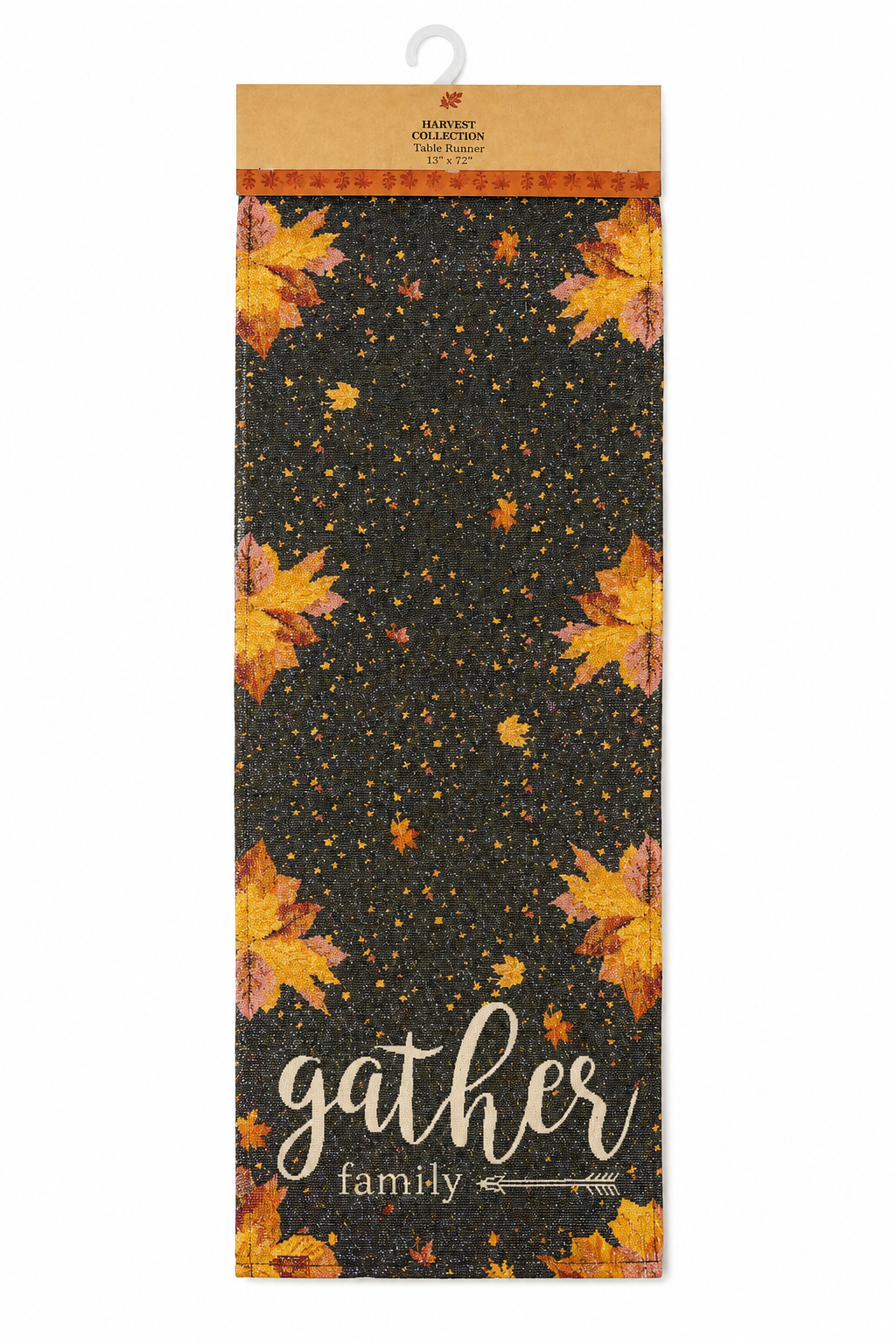 Harvest Collection "Gather Family" Falling Leaves Table Runner (13" x 72")
