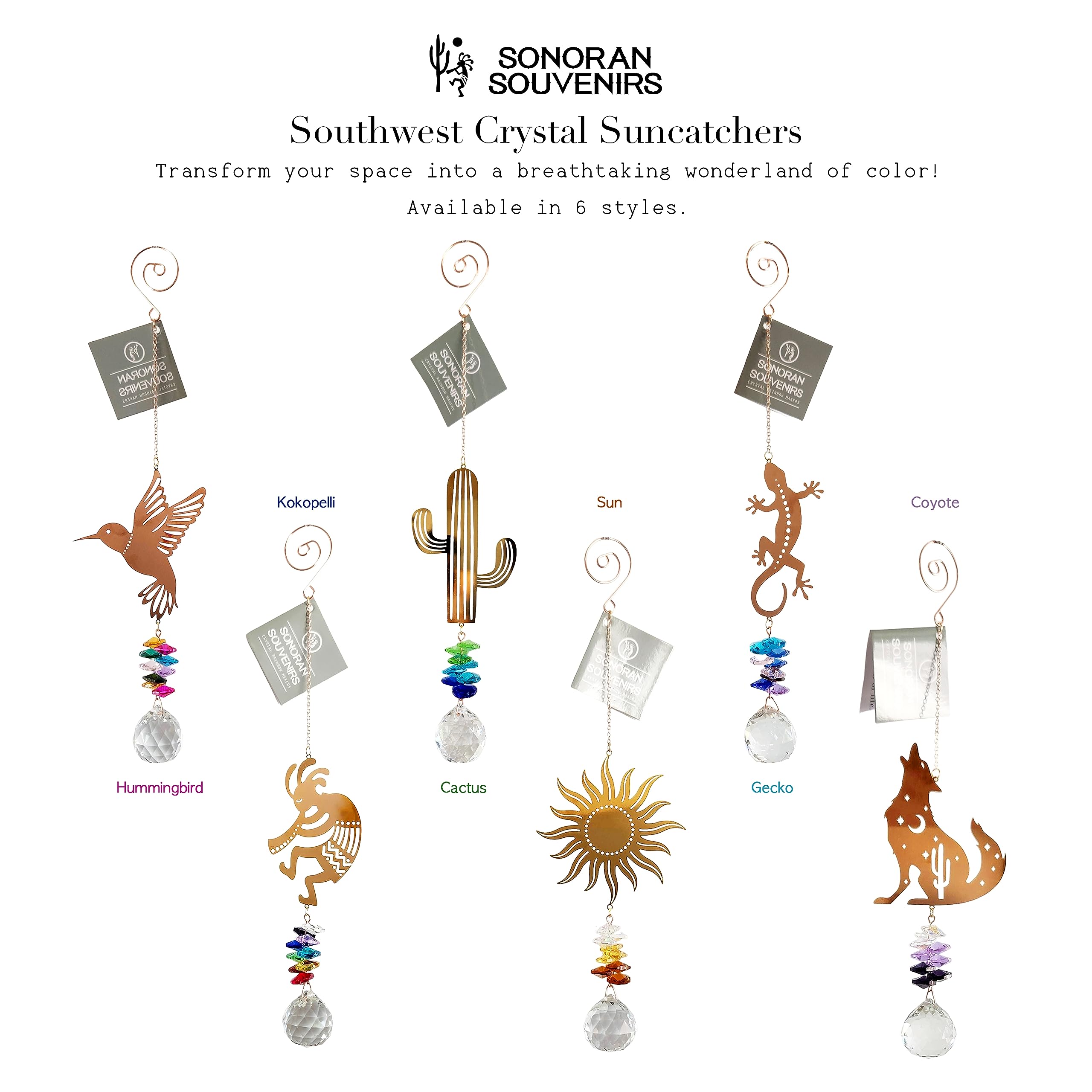 Crystal Cascade Suncatcher - Rose Gold Crystal Hanging Ornament for Windows Hanging Prism Rainbow Maker Feng Shui (Sun)