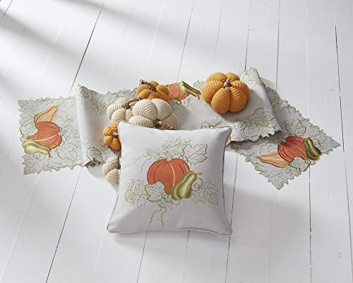 Pumpkin & Gourd Embroidered Pillow