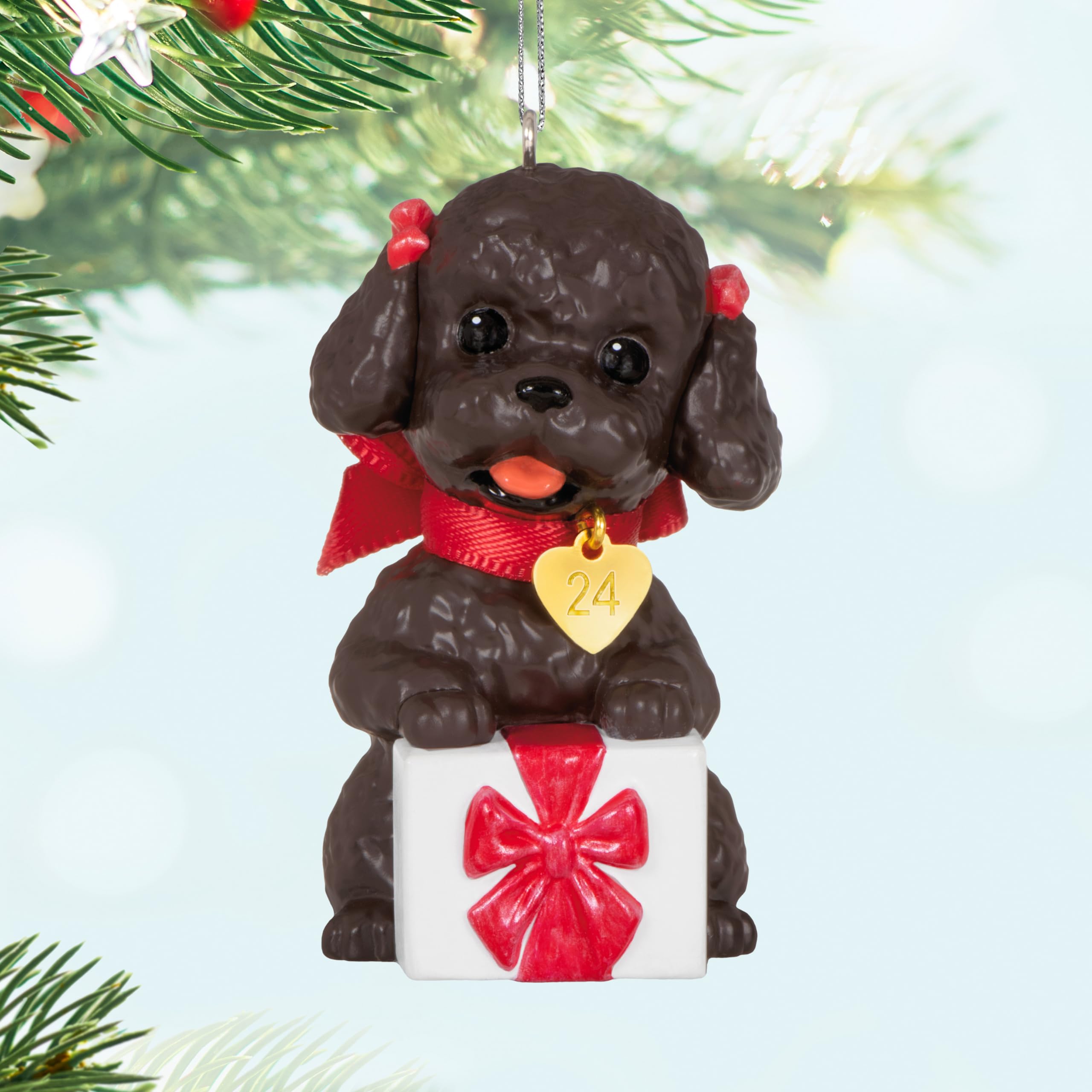 Hallmark Keepsake Christmas Ornament 2024, Puppy Love Poodle 2024, Gifts for Animal Lovers