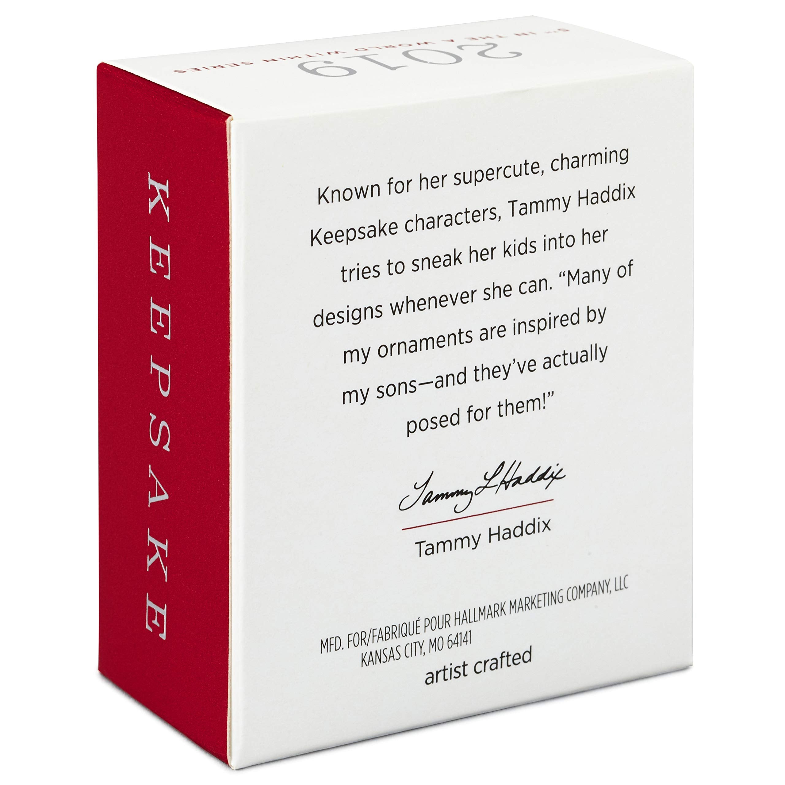 Hallmark Keepsake 0799QXM8269 Mini Christmas Ornament 2019 Year Dated A World Within, Santa and Teddy Bear in Tree Miniature, 1.56"