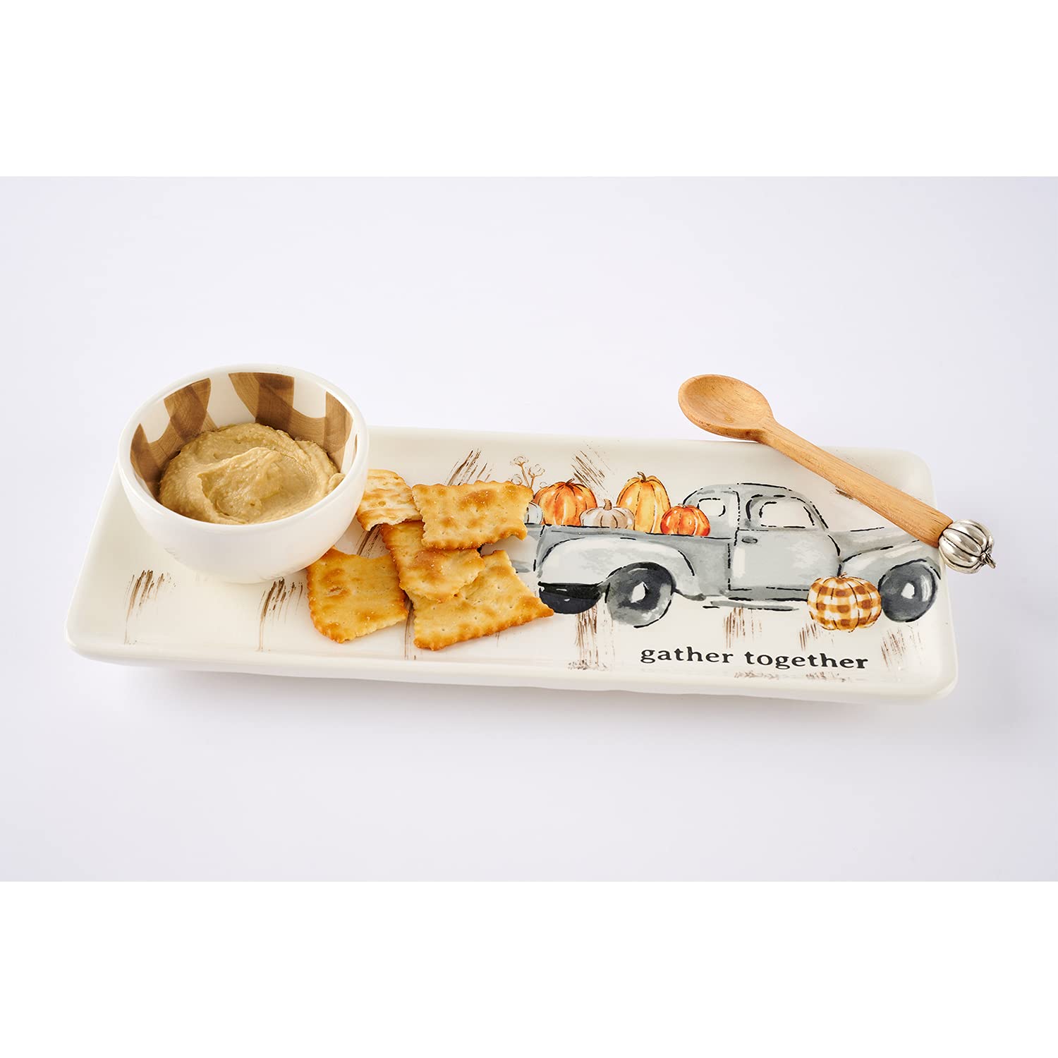 Mud Pie Harvest Chip and Dip Set, Rustic Truck, 5" x 12"