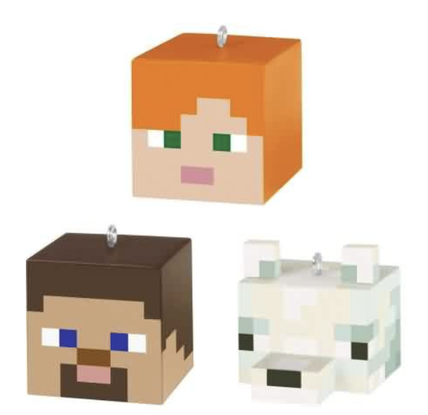 Alex, Steve, and Arctic Fox Minecraft 2025 Mini Hallmark Ornament