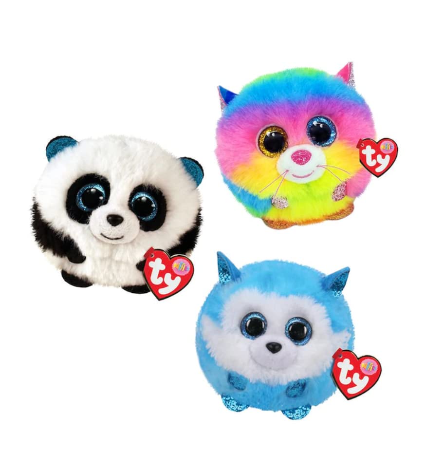 TY Toys Teeny Puffies Panda Bamboo - 10 CM,Black/White,2009130