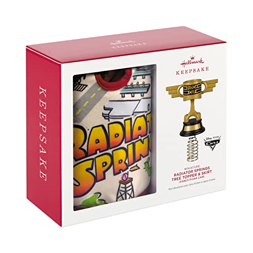 Hallmark Keepsake 2022, Miniature Disney/Pixar Cars Radiator Springs Tree Topper and Christmas Tree Skirt Set