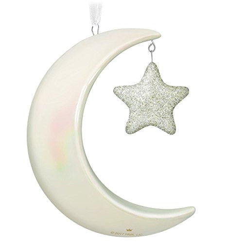 Hallmark Keepsake 2017 Godchild, You Shine Moon and Stars Premium Porcelain Dated Christmas Ornament