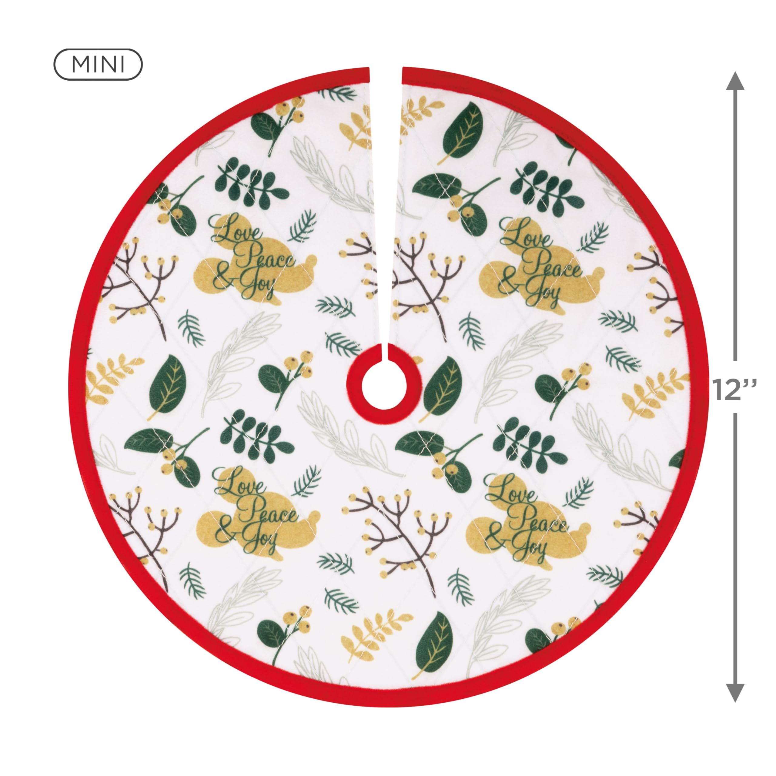 Hallmark Keepsake Disney Mickey Mouse "Love Peace & Joy" Miniature Tree Skirt, 12"