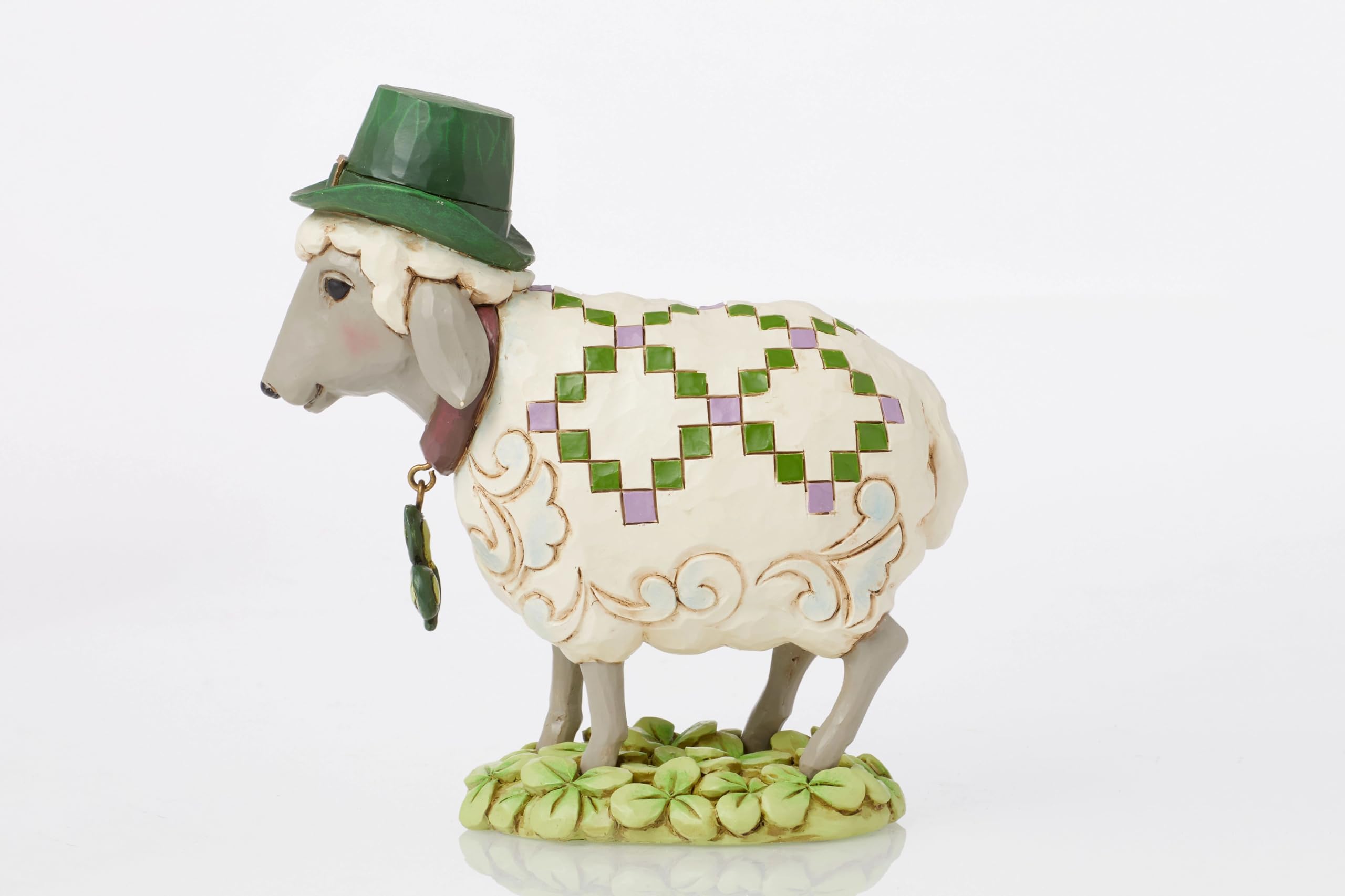 Enesco Jim Shore Heartwood Creek Irish Sheep in a Clover Patch Figurine, 5.12 Inch