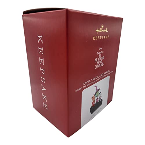 Hallmark Keepsake Plastic Christmas Ornament 2021, Disney Tim Burton's The Nightmare Before Christmas Collection Lock, Shock and Barrel, Storytellers Light and Sound