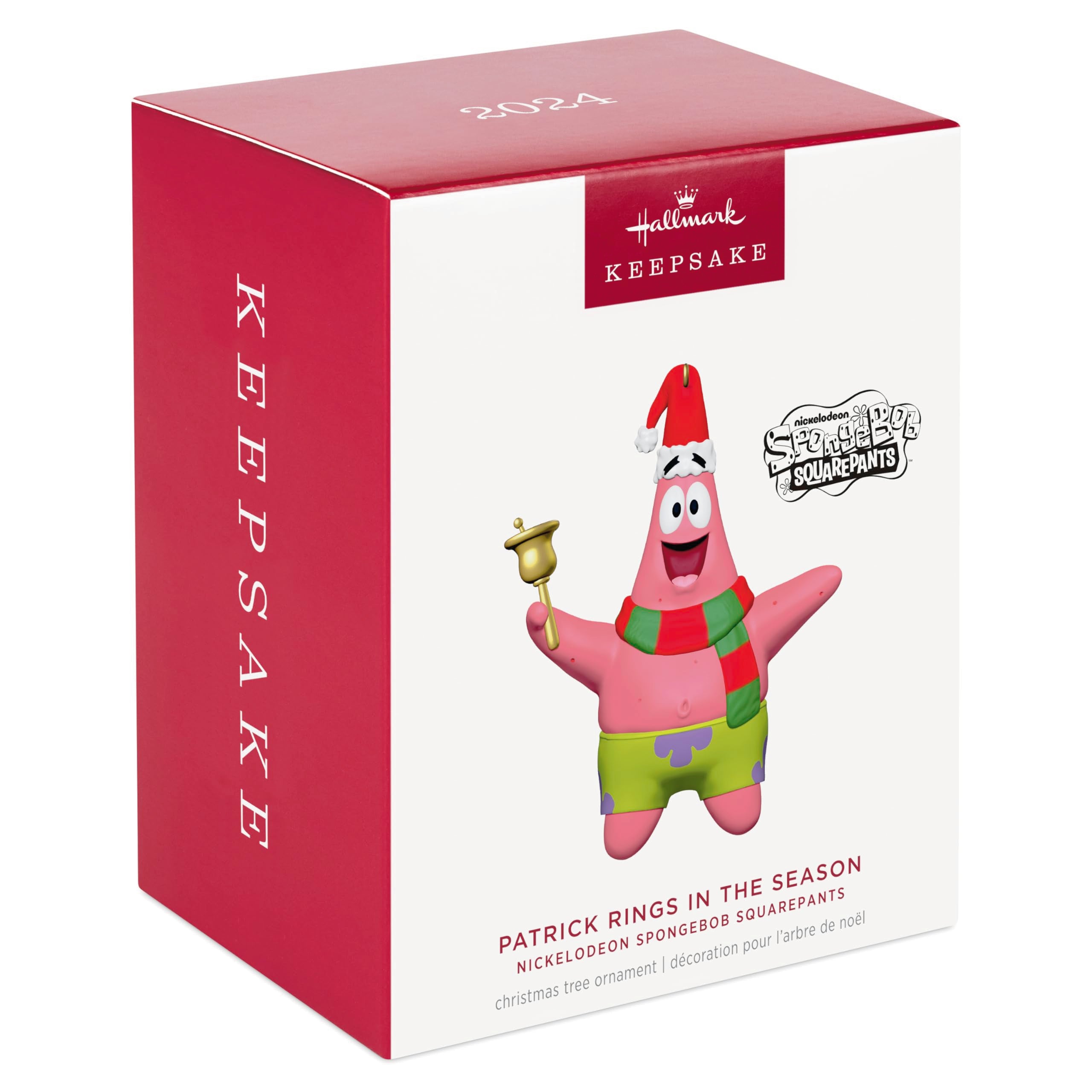 Hallmark Keepsake Christmas Ornament 2024, Nickelodeon SpongeBob SquarePants Patrick Rings in the Season, Cartoon Gifts