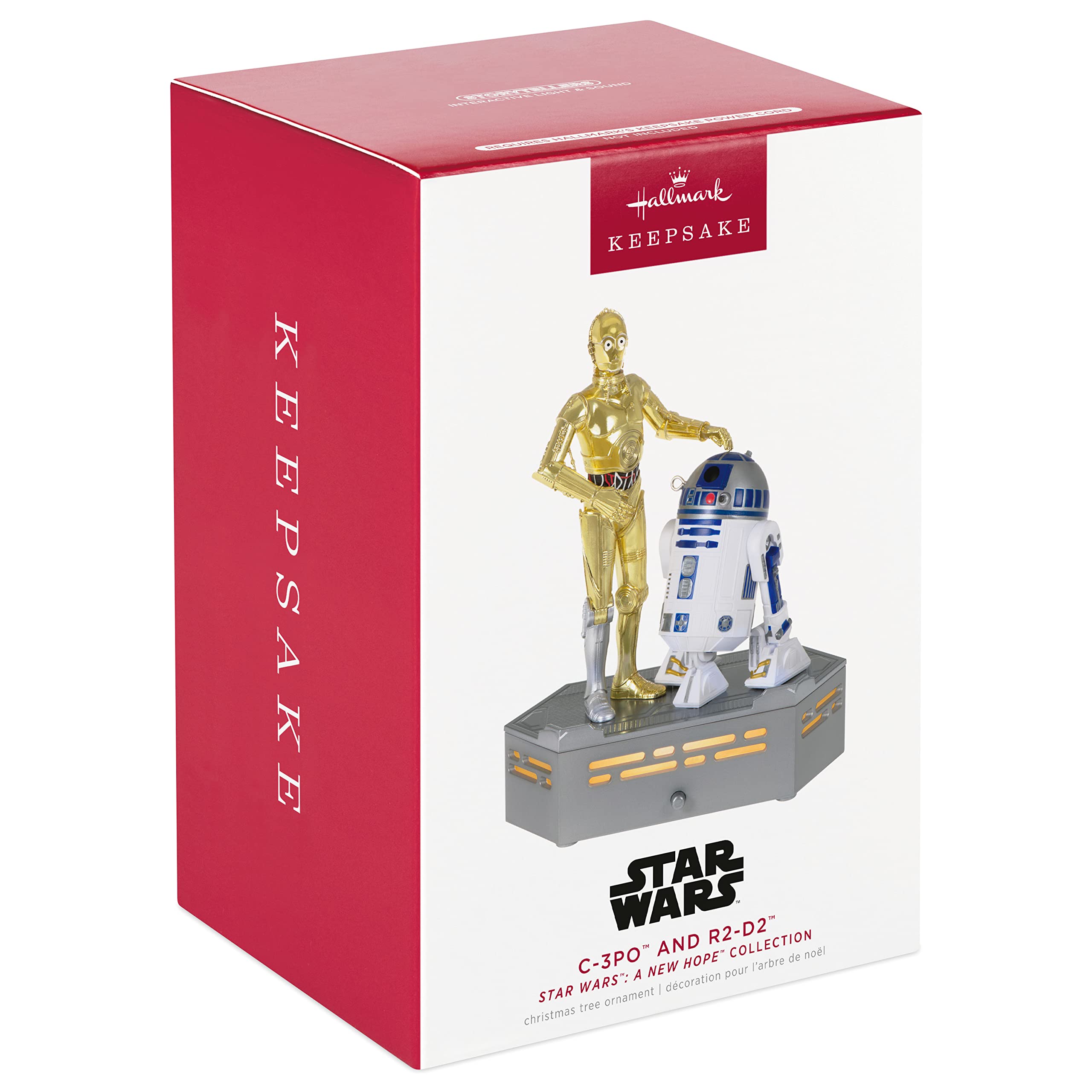 Hallmark Keepsake Christmas Ornament 2022, Star Wars: A New Hope Collection C-3PO and R2-D2, Storytellers Light and Sound (3999QXI7923)