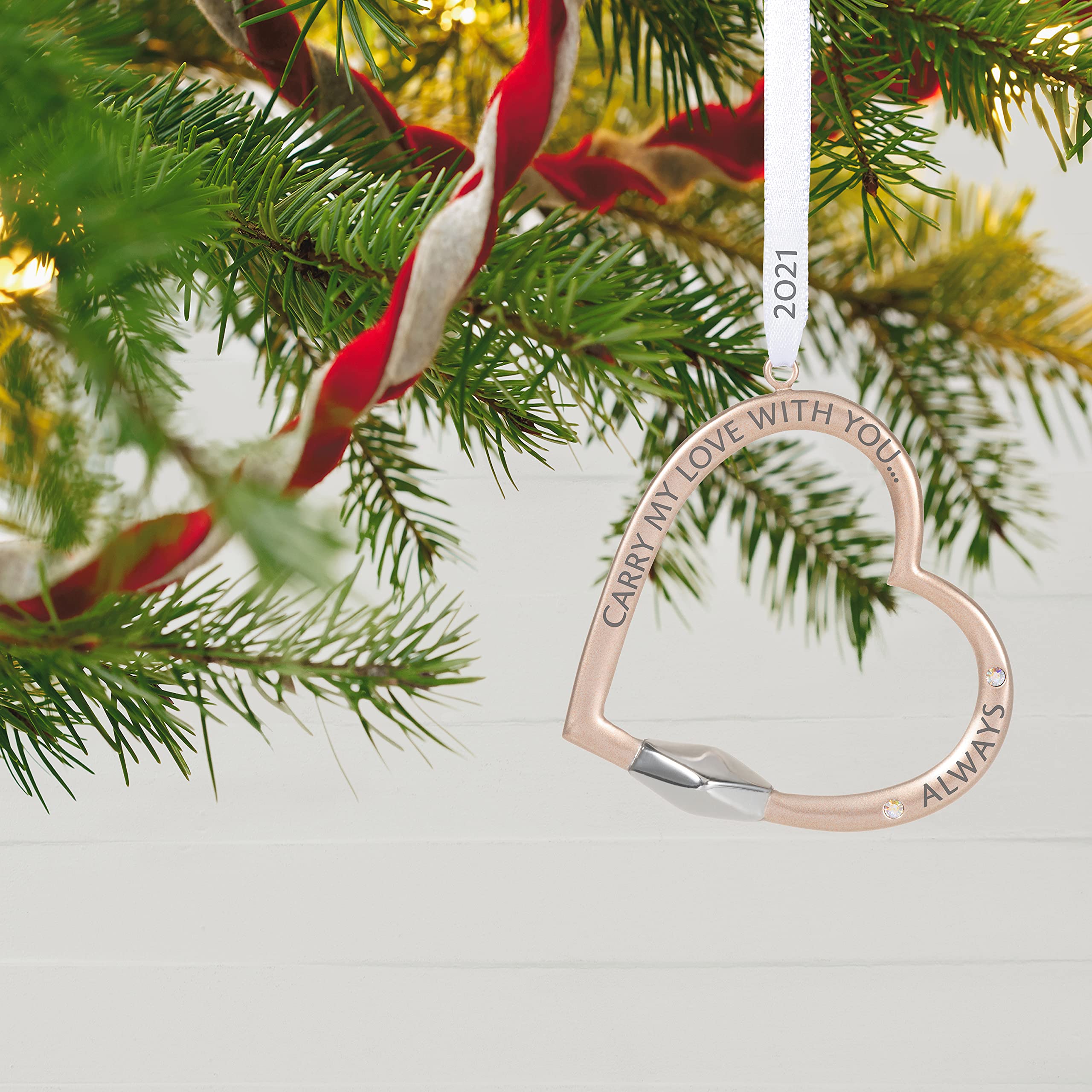 Hallmark Keepsake Christmas Ornament 2021, Carry My Love Heart Shaped Carabiner