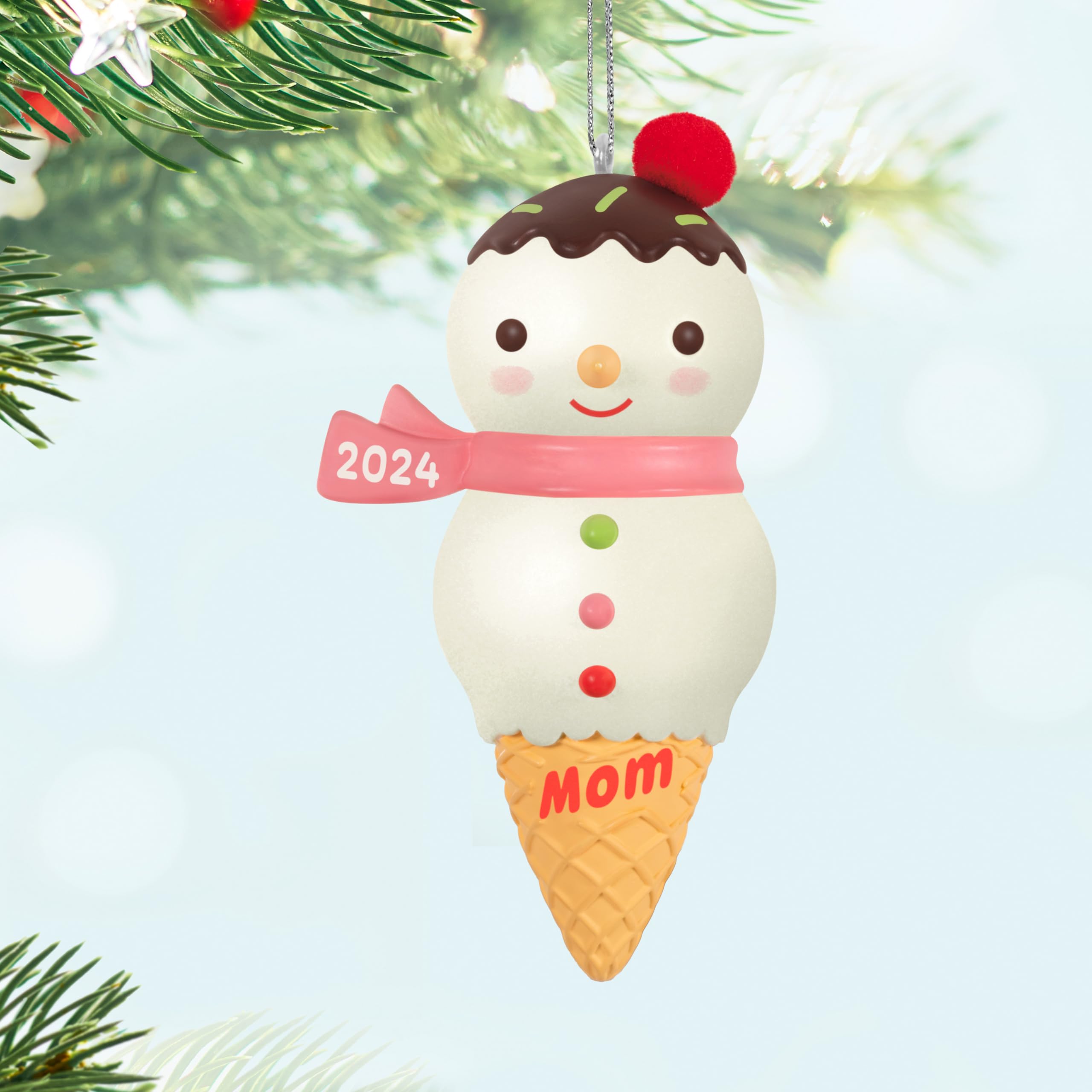 Hallmark Keepsake Christmas Ornament 2024, Mom Snowman Ice Cream Cone 2024, Gifts for Moms