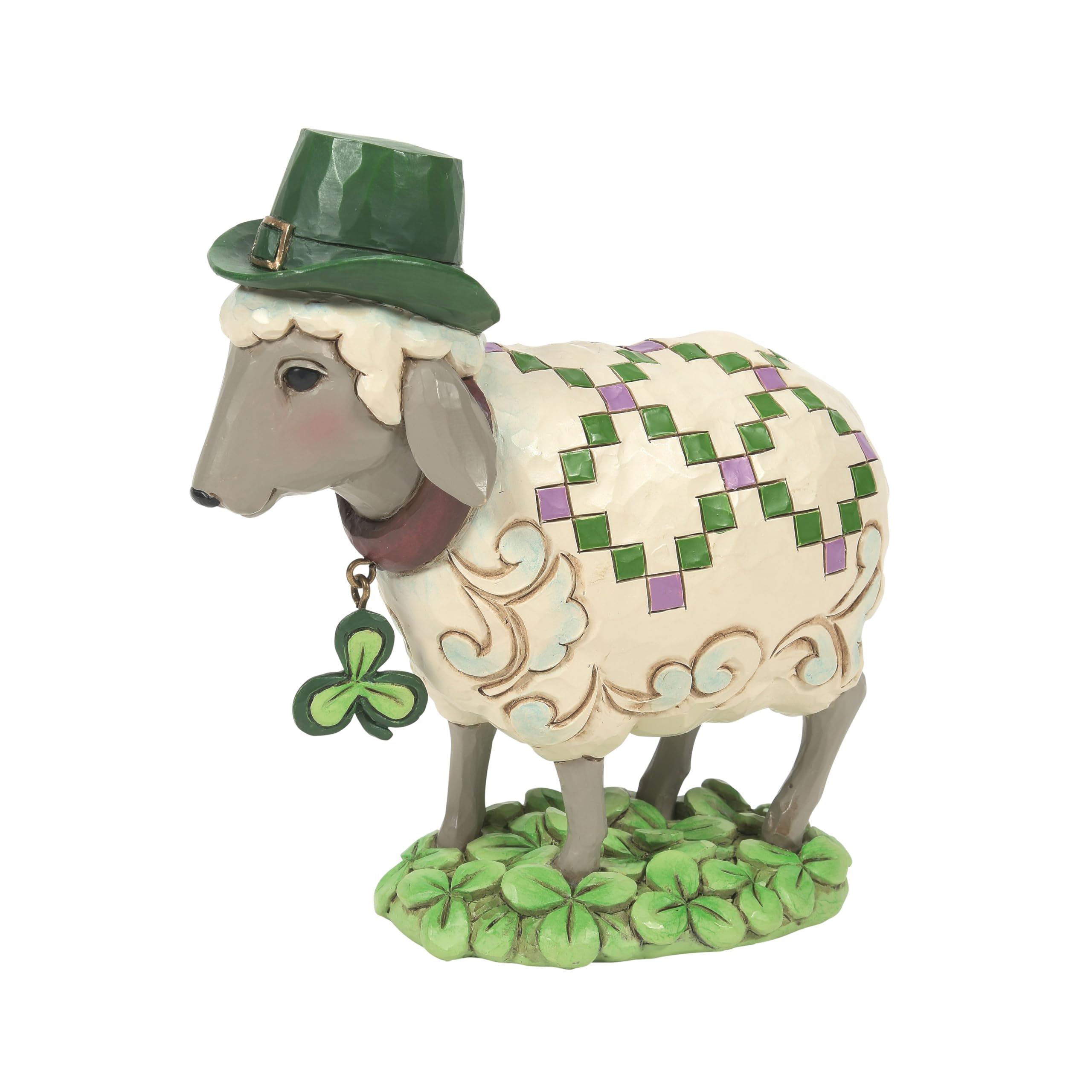 Enesco Jim Shore Heartwood Creek Irish Sheep in a Clover Patch Figurine, 5.12 Inch