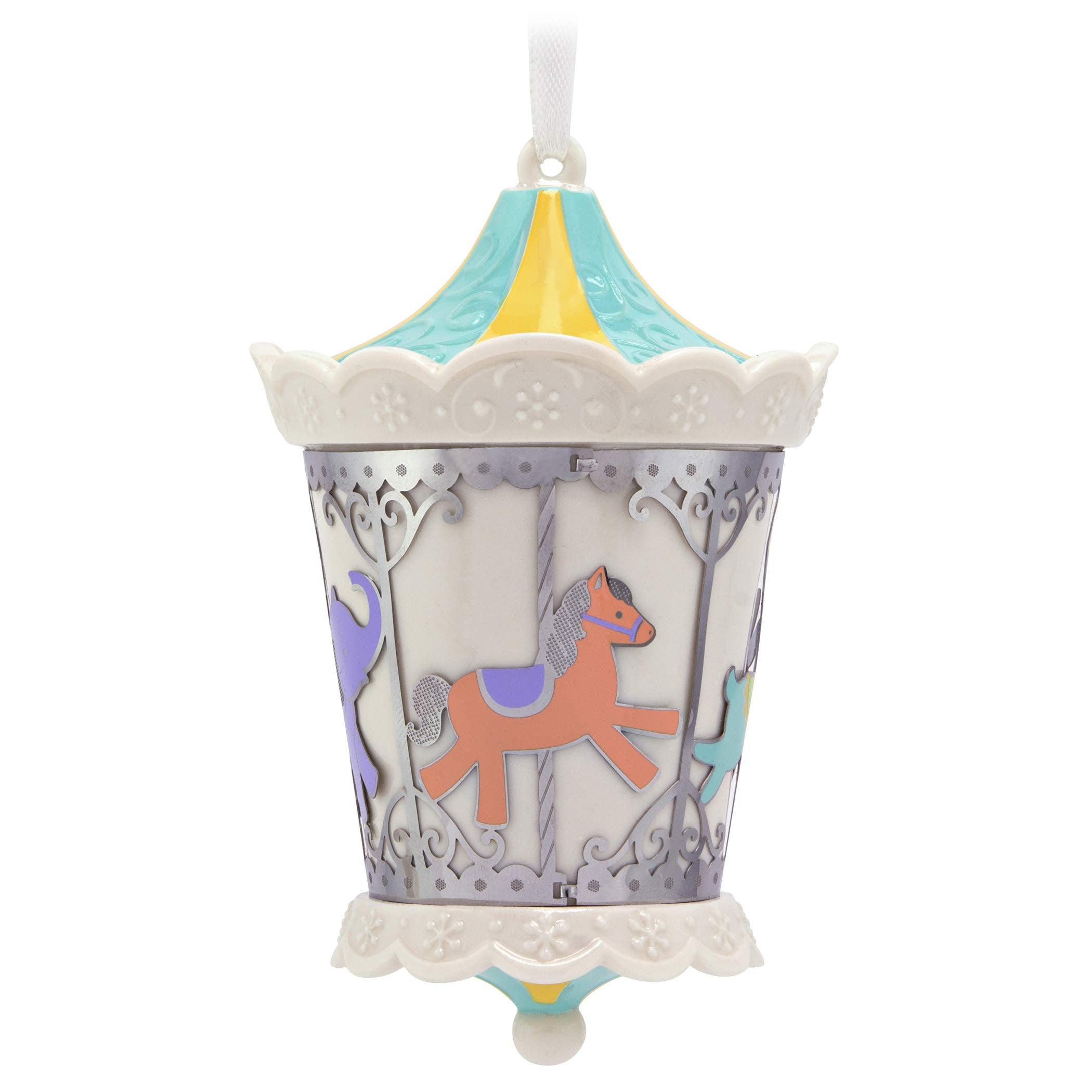 Hallmark Keepsake Ornament 2019 Year Dated, Grandbaby's Carousel, Porcelain and Metal, Grandchild's First Christmas