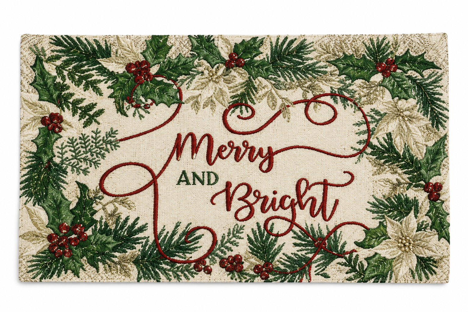 "Merry and Bright" Wood Grain Nidico Tapestry Placemat
