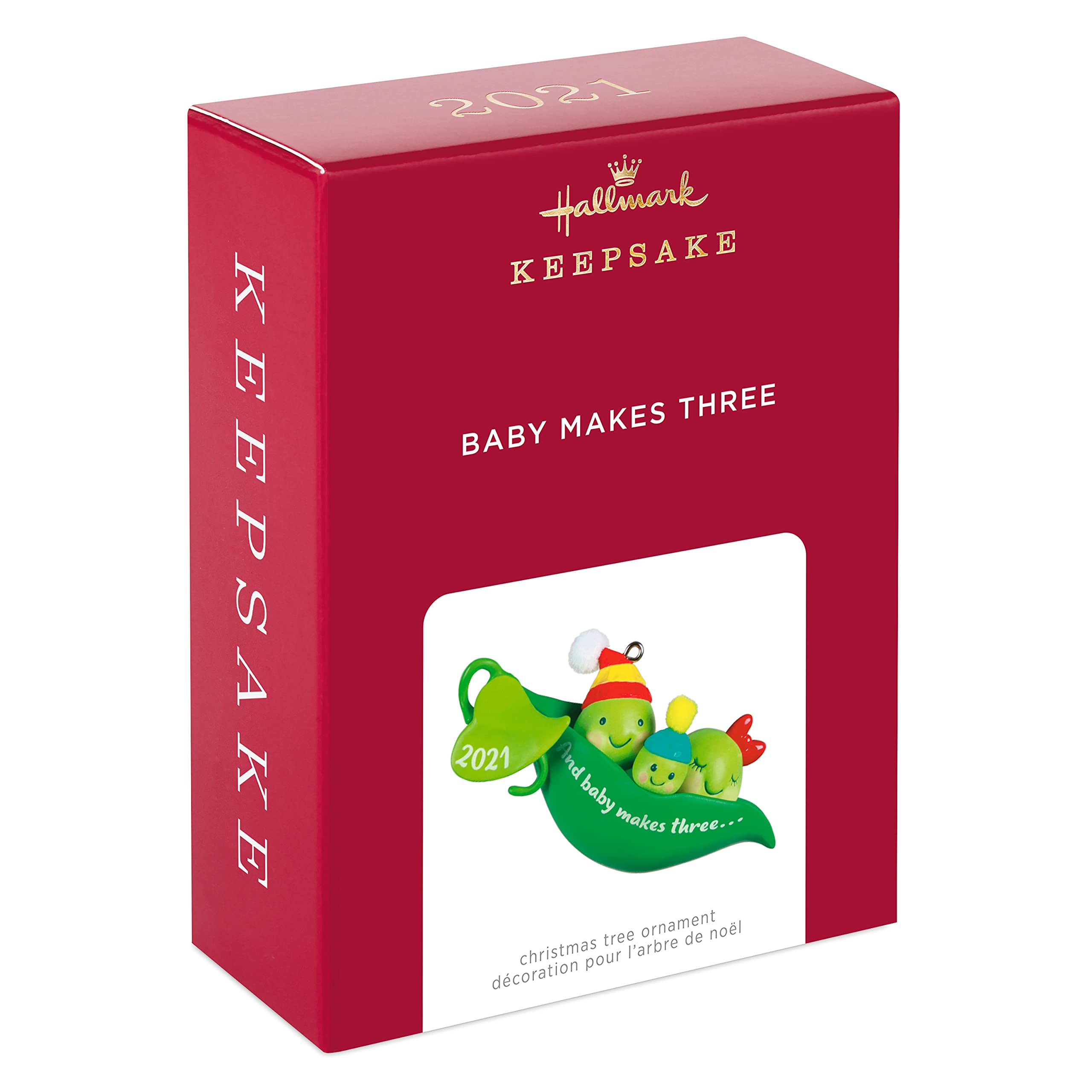 Hallmark Keepsake Christmas Ornament, Year Dated 2021, Baby Makes Three Peas