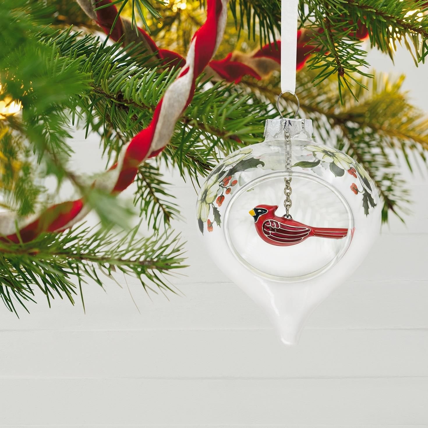 Hallmark Keepsake 2017 Winter Cardinal and Holly Premium Glass and Metal Christmas Ornament