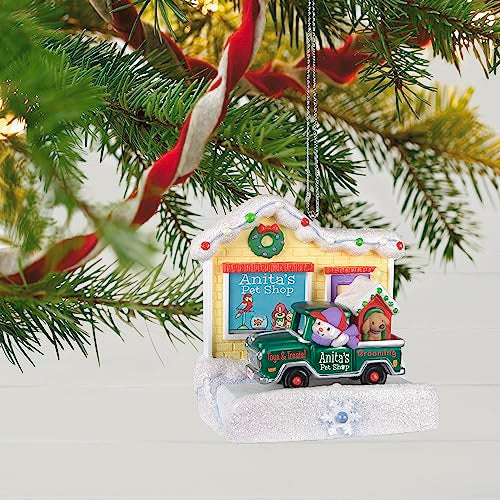 Hallmark Keepsake Christmas Ornament 2023, Happy Holiday Parade Collection Anita's Pet Shop Musical with Light, Gifts for Her