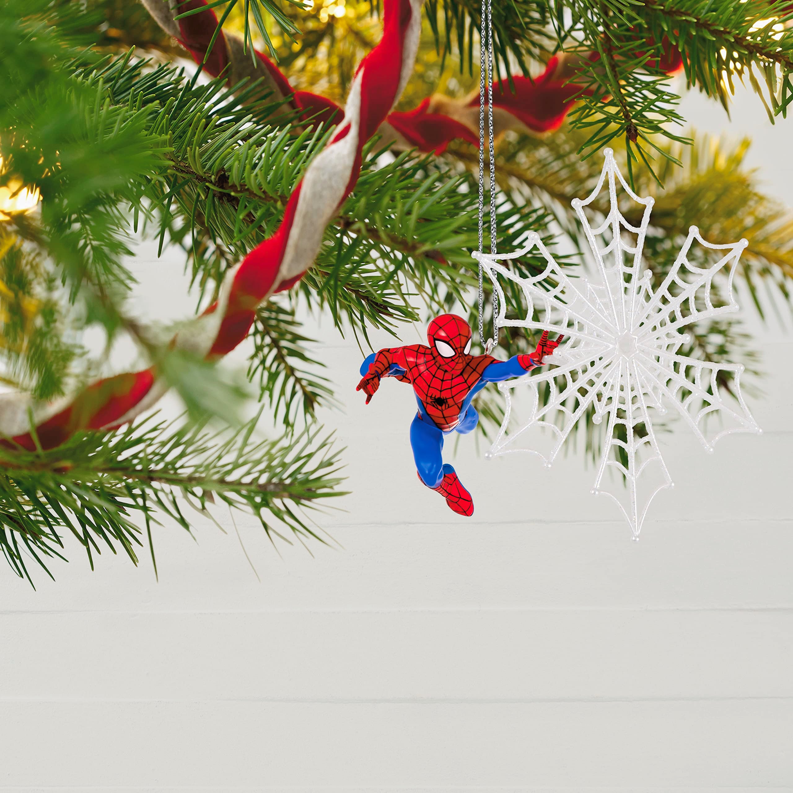 Hallmark Keepsake Christmas Ornament 2023, Marvel Spider-Man Spidey Spins a Snowflake, Super Hero Gifts
