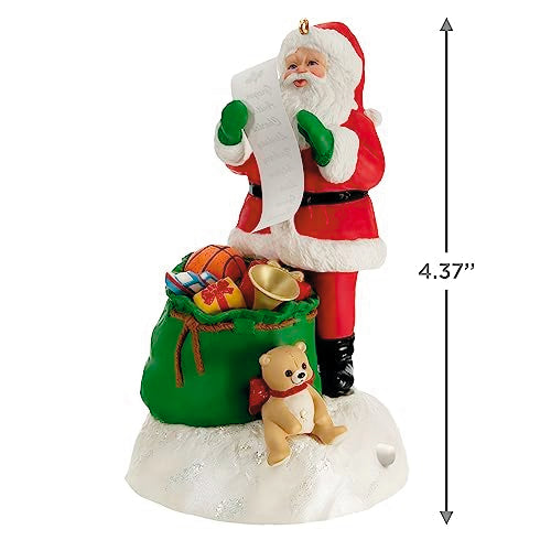 Hallmark Keepsake Christmas Ornament 2023, Checking It Twice, Ornament with Light and Sound, Santa Collectors Gifts