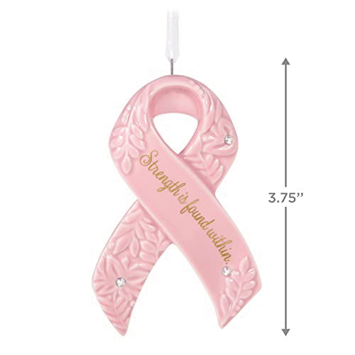 Hallmark Keepsake Christmas Ornament 2023, Strength Within, Pink Ribbon Porcelain Ornament Benefiting Susan G. Komen, Breast Cancer Gift