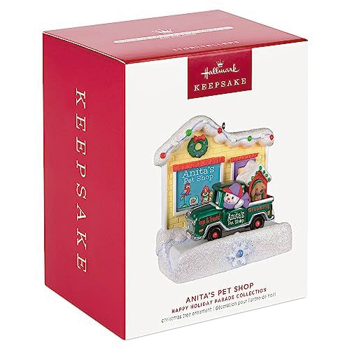 Hallmark Keepsake Christmas Ornament 2023, Happy Holiday Parade Collection Anita's Pet Shop Musical with Light, Gifts for Her