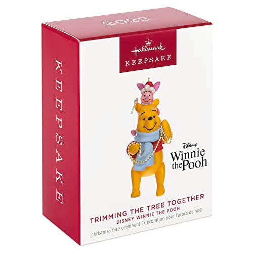Hallmark Keepsake Christmas Ornament 2023, Disney Winnie The Pooh Trimming The Tree Together, Gifts for Disney Fans